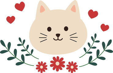 cat and flowers