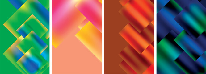 Colorful metal square abstract poster backgrounds