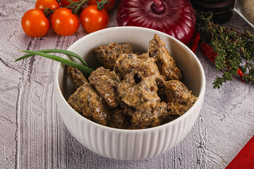 Beef liver with cream sauce