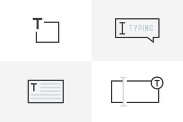 Typing icon set with textarea. Type Text icon bundle