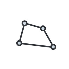 Box icon with circle in the corners. Rectangle icon low poly illustration