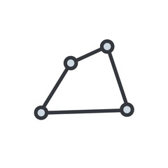 Box icon with circle in the corners. Rectangle icon low poly illustration
