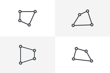 Box low poly icon set. Rectangle icon with circle in the corners