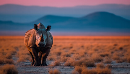 Majestic herbivorous mammal grazing in arid climate  - obrazy, fototapety, plakaty