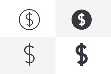 Set of Money Icon, United State Dollar sign vector. Dollar sing icon set