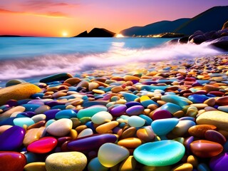 Fototapeta na wymiar Seaside Serenity: Vibrant Stone Wallpaper for Captivating Backgrounds