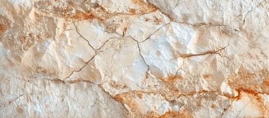This close-up shot showcases a weathered stone wall with prominent cracks and textures, revealing the natural wear and tear over time. The intricate details of the stones surface are highlighted