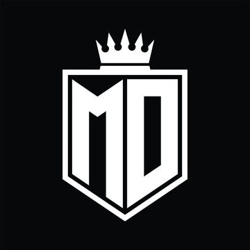 recommend clip art: MD Logo monogram bold shield geometric shape with crown outline black and white style design