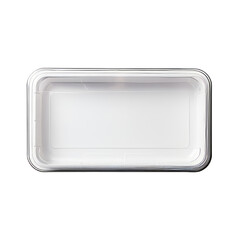 A blank plastic blister clamshell pack with a hinged lid isolated on transparent background, png - obrazy, fototapety, plakaty