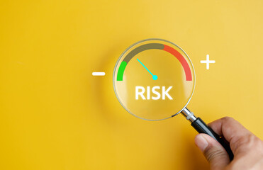 High Risk of Business decision making and risk analysis. Measuring level bar virtual, Risky...