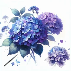 Tuinposter Lilac Hydrangea Bouquet © Kyungsun
