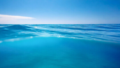 横から見た青い海と海面（AI生成画像）
