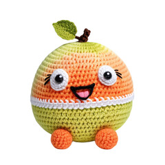 delicious pomelo made with amigurumi art on isolated transparent background png, generated with AI