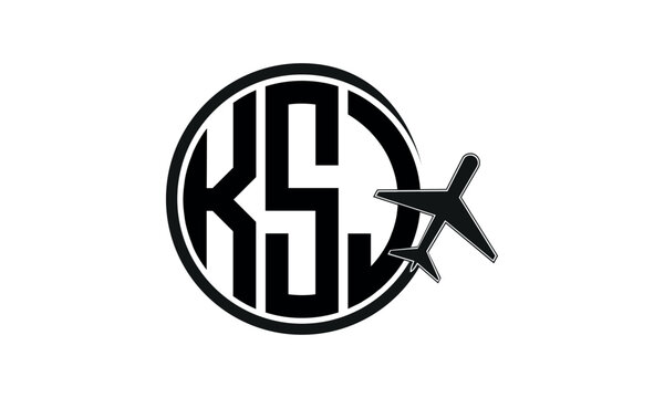KSJ three initial letter circle tour & travel agency logo design vector template. hajj Umrah agency, abstract, wordmark, business, monogram, minimalist, brand, company, flat, tourism agency, tourist