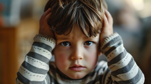 A close-up portrait of a child with a curious gaze