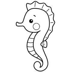 Seahorse doodle black line