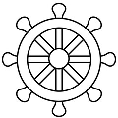 ship steering wheel doodle black line 