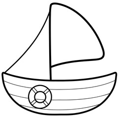 black and white boat doodle