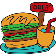 The illustration of a hamburger