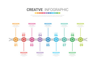 Vector Infographic design with 9 options or steps. Infographics for business concept. Can be used for presentations banner, workflow layout, process diagram, flow chart, info graph.