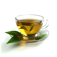 Glass of tea isolated on transparent png.