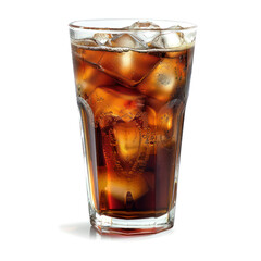 Cola with ice isolated on transparent png.