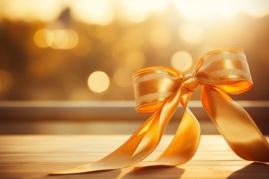 Beautiful glowing lights and elegant ribbons on festive background for sale in photo stock