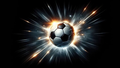 Soccer Ball with Fiery Trail on Dark Background