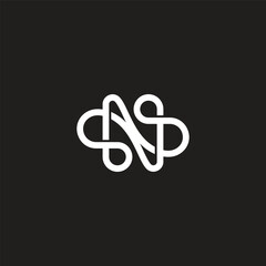letter ns infinity linear abstract thread rope logo vector