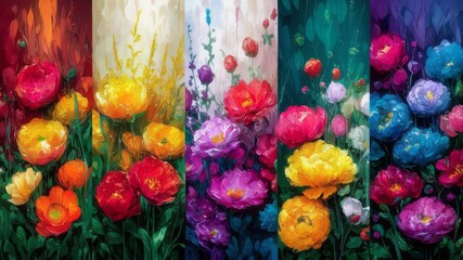 Fototapeta premium Stunning Oil Paintings of color Flowers