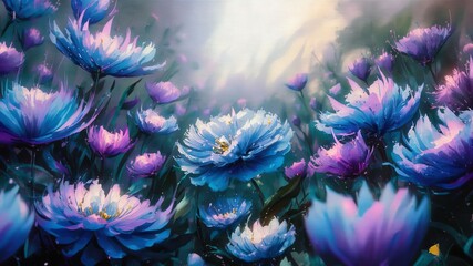 Oil painting background with flowers