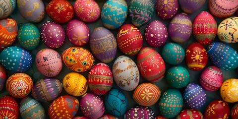 Fototapeta na wymiar Vibrant Easter egg backdrop.