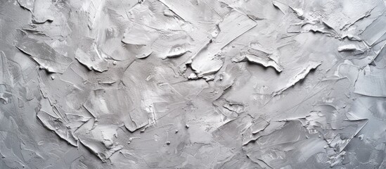 Fototapeta premium An abstract painting featuring white paint strokes on a gray background. The contrast between the two colors creates a visually striking composition that adds depth and texture to the artwork.