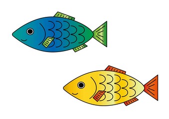 鮮やかな色の魚のイラスト