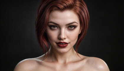 Fototapeta premium A painting of a Radiant Girl. A painting of a Ginger Beauty
