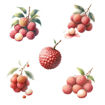 set of lynchee on transparent background