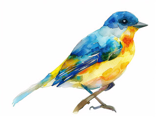 Watercolor Drawing of Little Bird Beautiful Colorful Illustration isolated on white background HD Print 4928x3712 pixels Neo Art V3 13