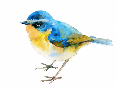 Watercolor Drawing of Little Bird Beautiful Colorful Illustration isolated on white background HD Print 4928x3712 pixels Neo Art V3 15