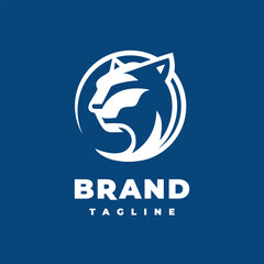 Negative Circle Panther Head logo design template
