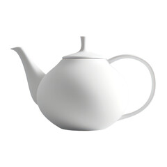 White teapot isolated on transparent png.