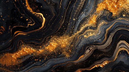 abstract black gold marble flow background - obrazy, fototapety, plakaty