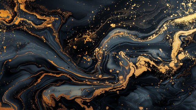 golden swirls on black background © StraSyP BG