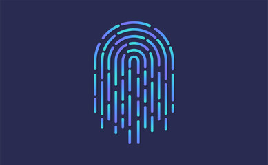 Fingerprint icon. ID app icon on blue background