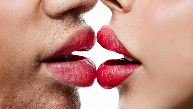 Man and woman lips wants to kiss