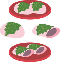桜餅のベクターイラスト