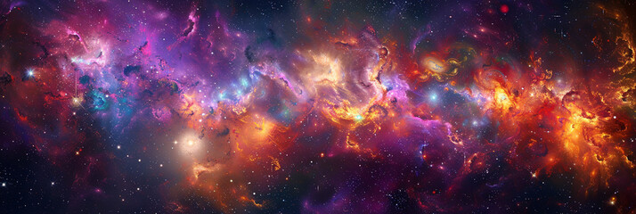 Fototapeta na wymiar A celestial harmony captured in a vibrant cluster of galaxies each interacting in a cosmic dance revealing the astronomical wonders and stellar radiance of the multiverse Created Using celest