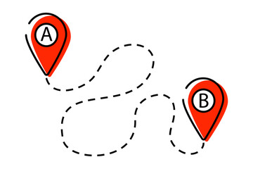 Optimization of cargo transportation route from point A to point B. Transport logistics. Logistics planning services. Business vector illustration, flat design element. Isolated background. © Vitalii