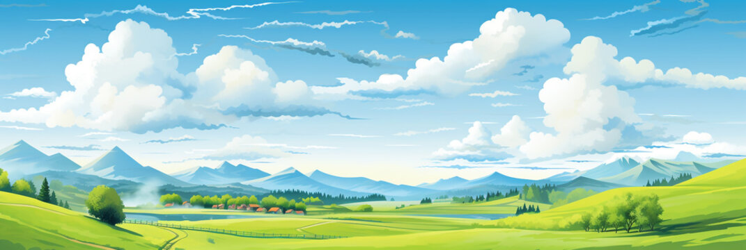 Beautiful meadow landscape in summer