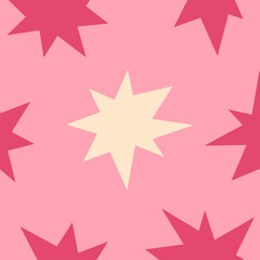 Background pattern with stars and stars, simple hand drawn different star shapes from each other, wallpaper, fabric and printable paper pattern flat vector illustration.