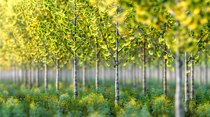 Enchanting Birch Grove: A Bright Day in the Woods, Filled with the Beauty of Changing Seasons